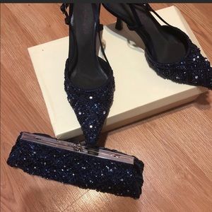 Blue navy/sapphire heels and clutch
